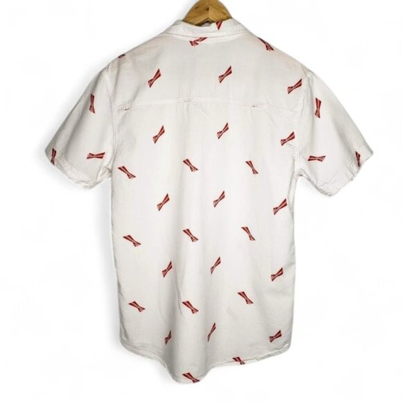 Budweiser White Button Down Shirt Men's Allover Bud Logo Party Button Down S - Picture 3 of 6